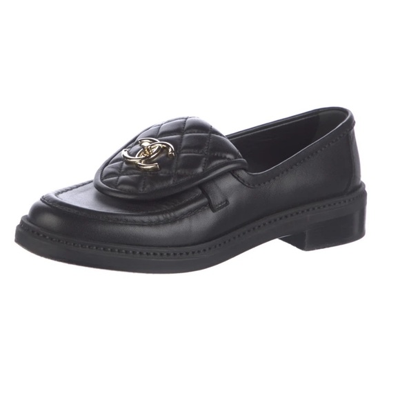 Authentic Chanel Quilted Black Loafers - Picture 1 of 10
